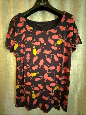 Marc Jacobs Short Sleeve Tee with Coral & Yellow Rhinestone Mouse Print